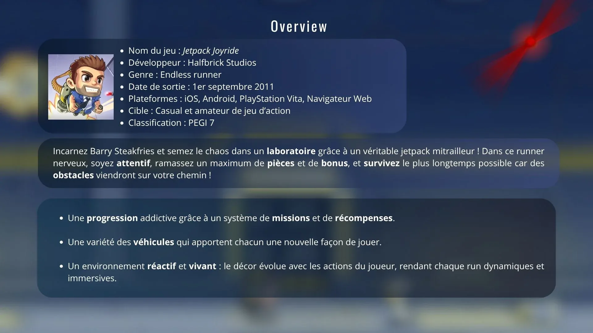 Slide 4 du devoir Analyse et déconstruction, Jetpack Joyride