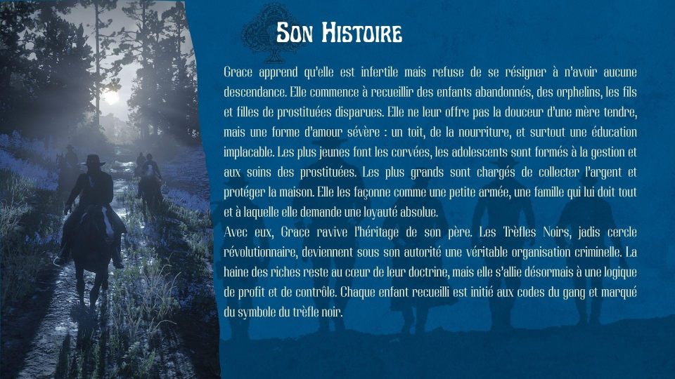 Slide 3 de la fiche du personnage sur Red Dead Redemption II