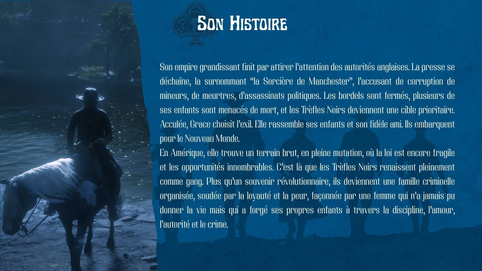 Slide 4 de la fiche du personnage sur Red Dead Redemption II